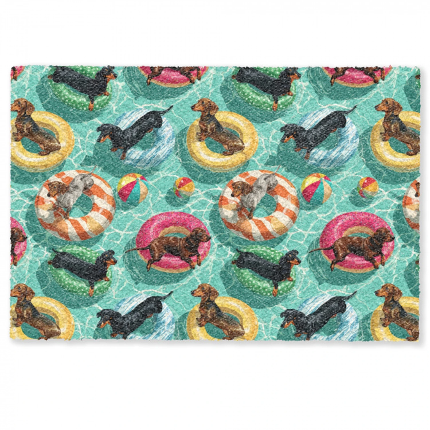 Teckels - Zwembad - Kleurrijk Deurmat klein 898 -zkaufland3d