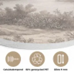 Landschap - Bergen - Meer - Natuur Akoestische PET Vilt - Rond klein -closeup_NL