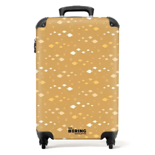 Vissen patroon beige NBS - Handbagage koffer - Kinderen Unisex middel -productfoto_recht