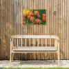 Bloemenveld - Zonnestralen - Oranje Tuinposter op houten frame 2 cm dik klein -sfeer4