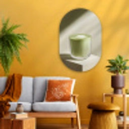 Matcha - Glas - Groen - Minimalistisch Wandcirkel Ovaal Glas middel -sfeer4