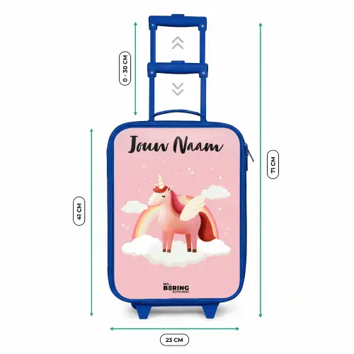Eenhoorn - Vleugels - Roze - Regenboog Kinderkoffer - Blauw klein -productfoto_formaten