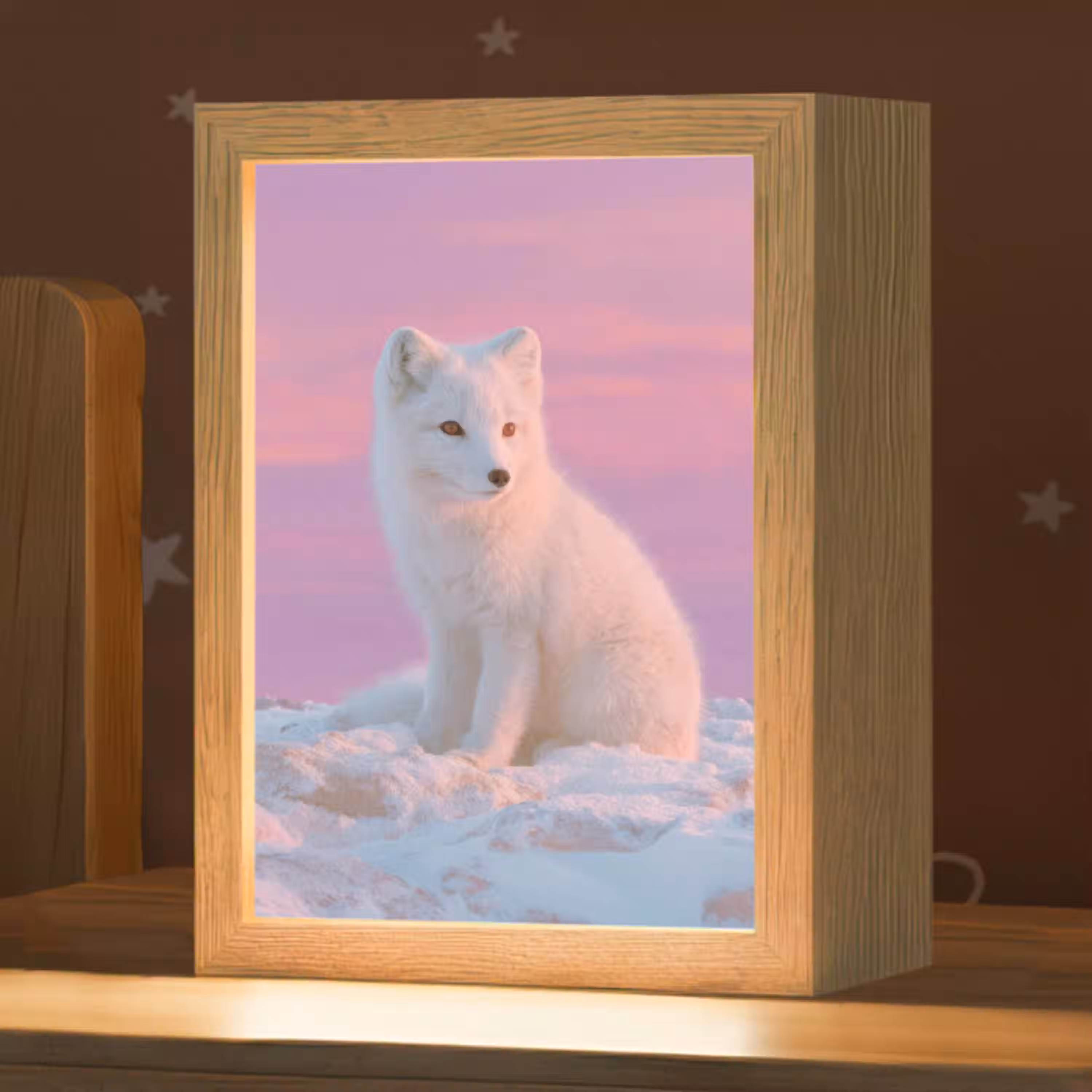 Poolvos - Sneeuw - Roze Light Box met kabel klein -zzz_3d_website