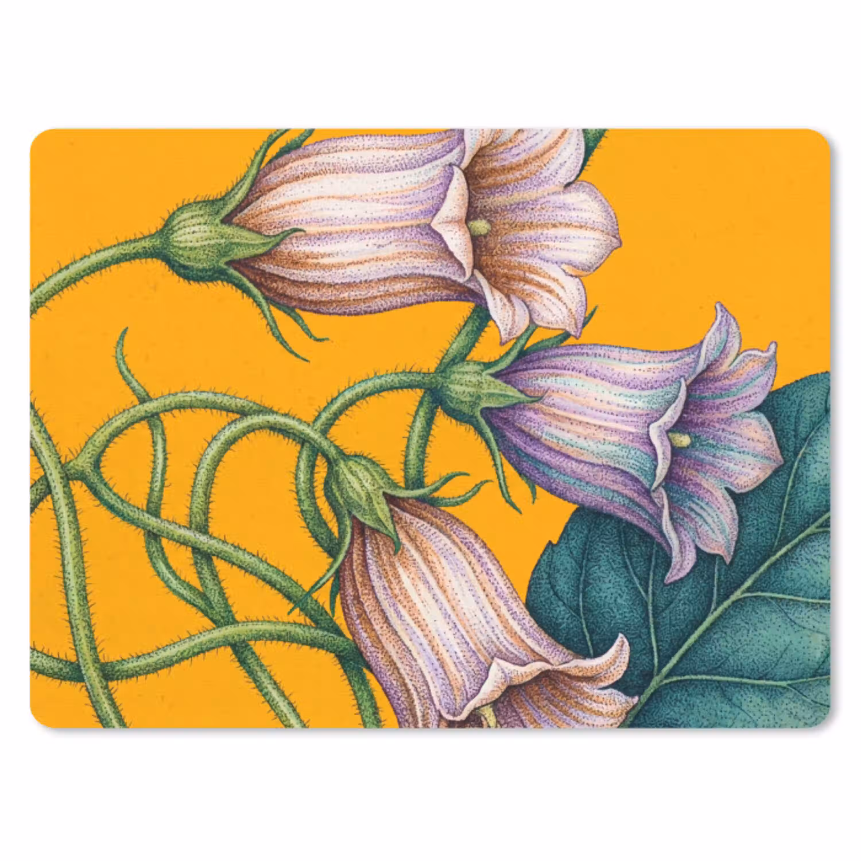 Bloemen - Botanisch - Geel muismat rubber klein -3d