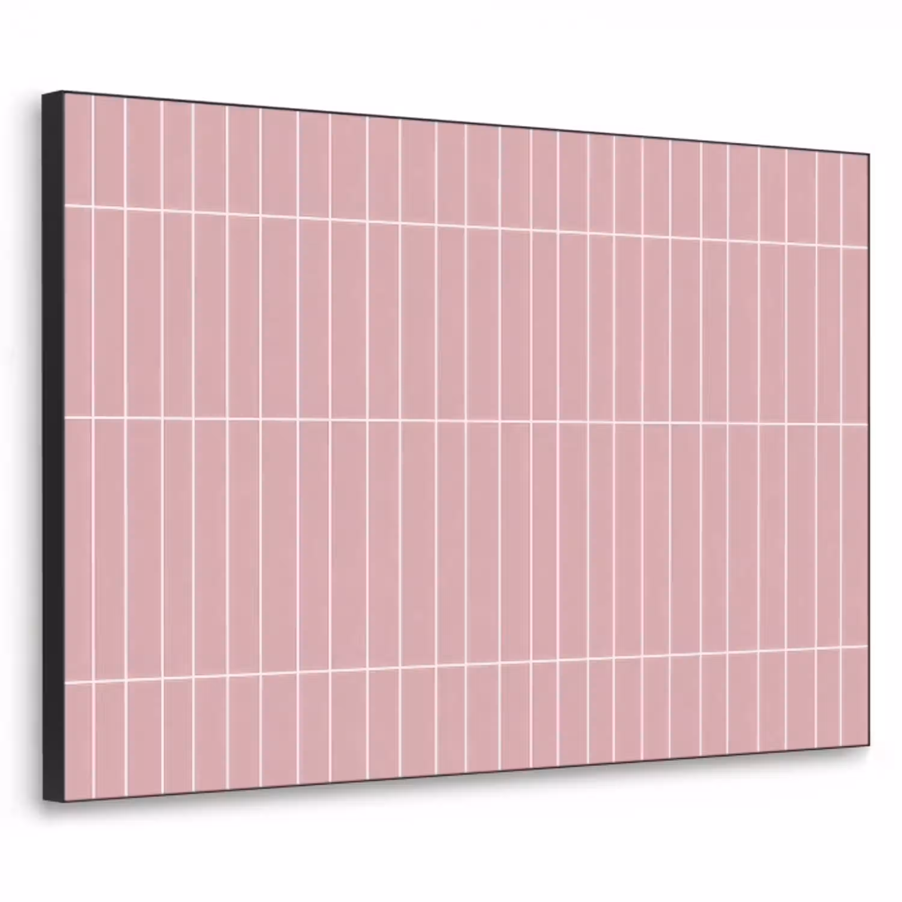 Verticaal - Wandtegel - Lichtroze Textielframe zwart klein 947 -3d
