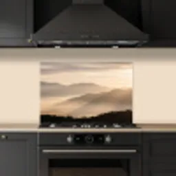 Bergen - Mist - Zonnestralen keuken achterwand spatscherm klein -sfeer1