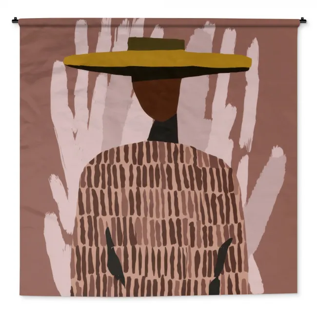 Wandkleed - Abstract - Figuur - Illustratie - Hoed