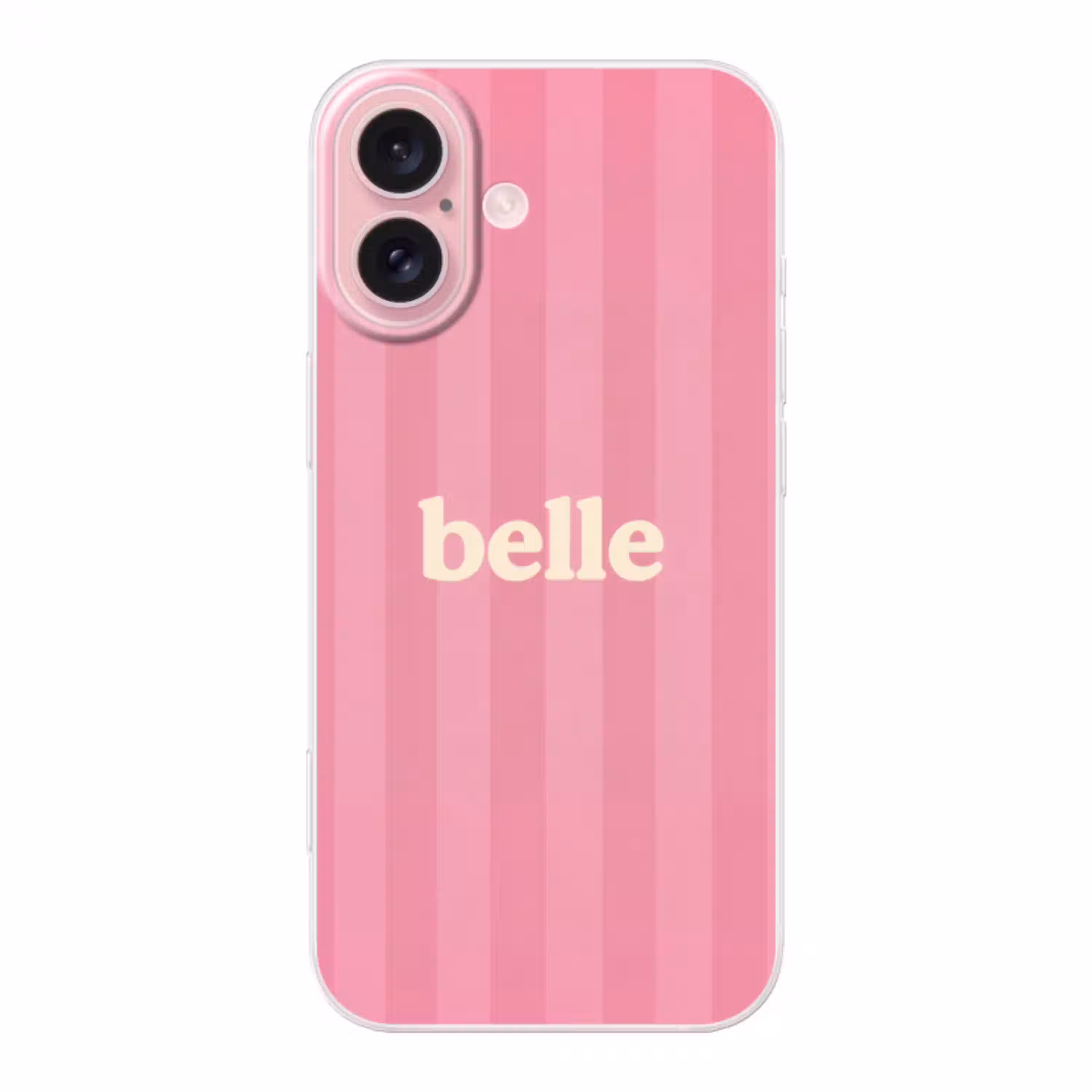 Roze - Gestreept - Belle Apple iPhone 16 klein -3d