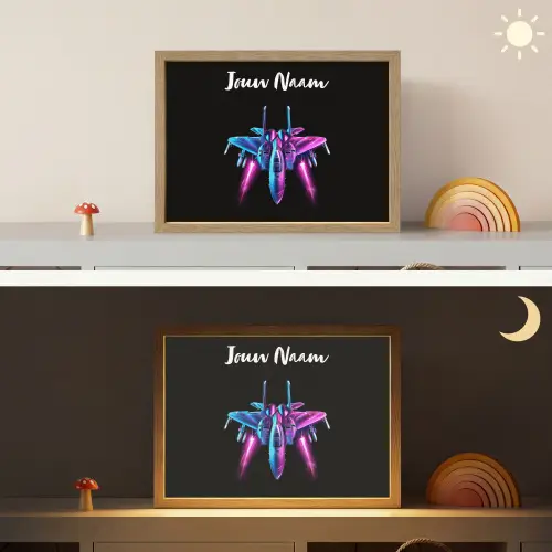 Straaljager - Blauw - Kleuren - Jongens - Zwart Light Box met batterij (Wandlamp kind) middel -sfeer3_kind