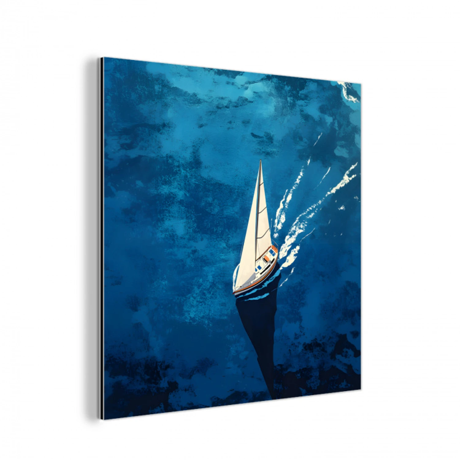 Zeilboot - Water - Abstract - Schaduw aluminium wit klein -3d