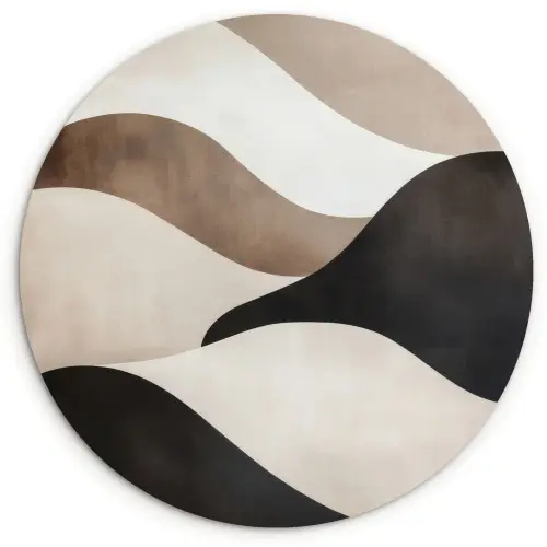 Golven - Abstract - Beige Wandcirkel kunststof plaat 5mm dik klein -3d