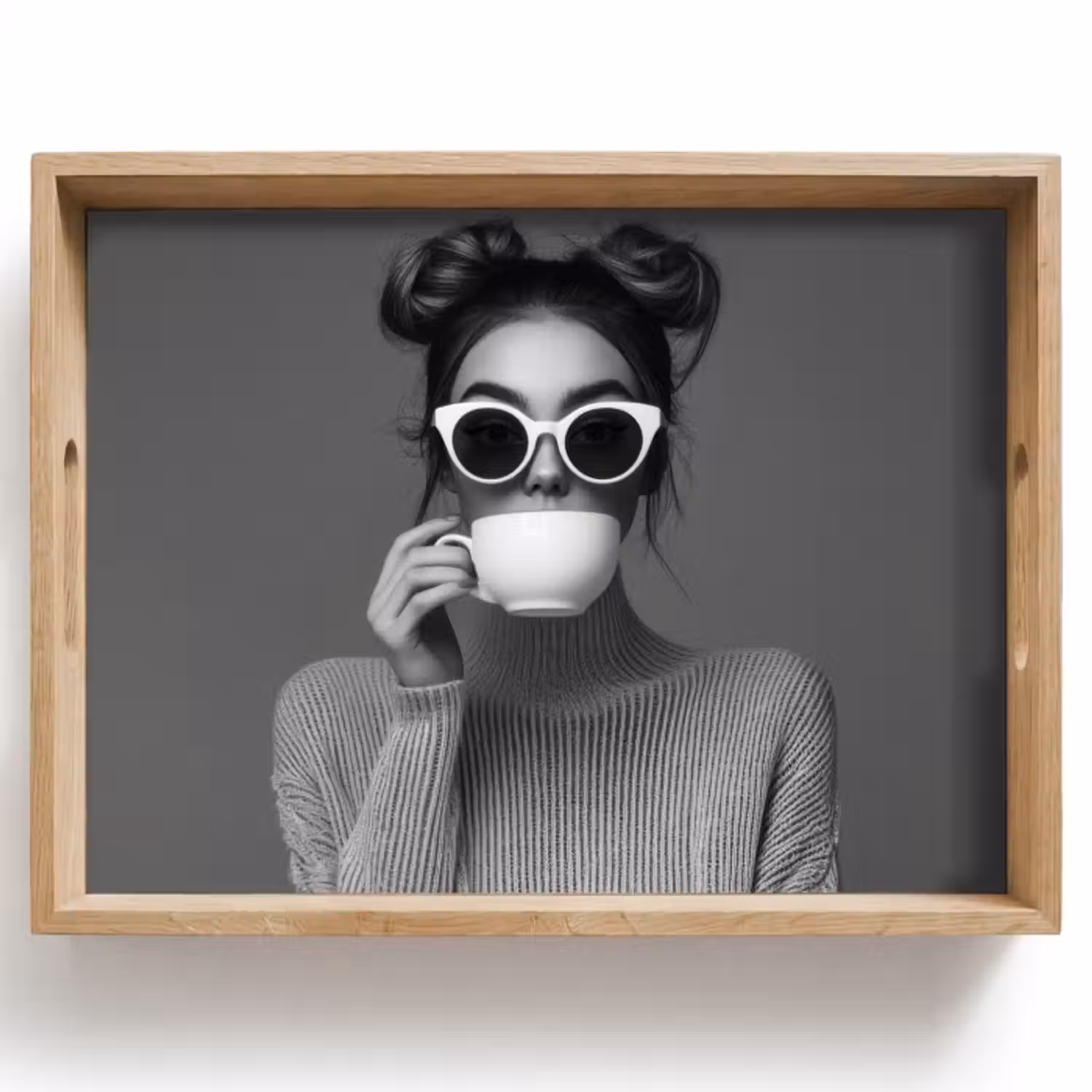 Dienblad - Vrouw - Koffie - Zwart - Wit