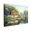 Schilderij - Huis - Natuur - Water - Olieverf canvas 2cm klein -z3d
