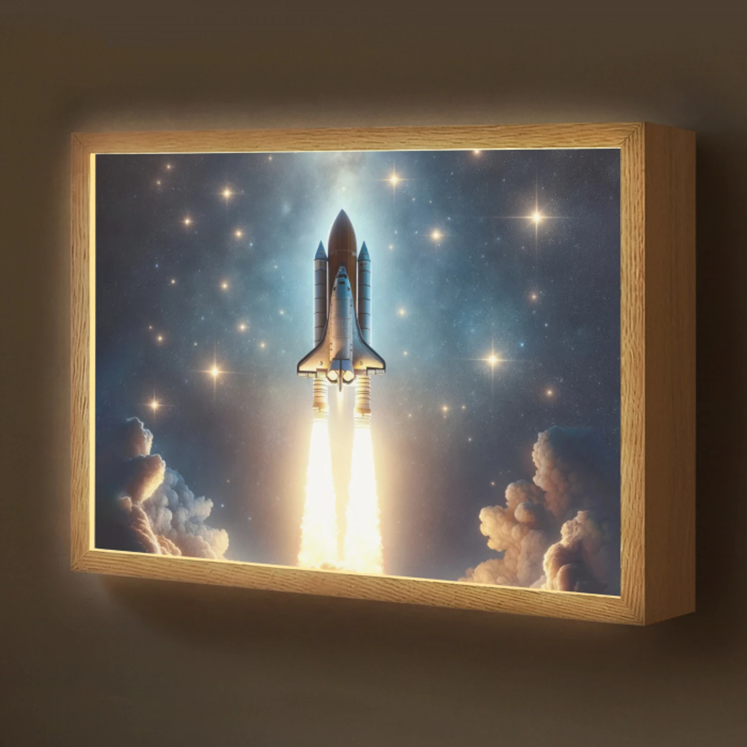 Ruimtevaart - Raket - Space - Sterren Light Box met batterij (Wandlamp kind) middel -z3d_website