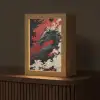 Zwarte draak - Rookwolken - Rood Light Box met kabel (Tafellamp) klein -z3d_website