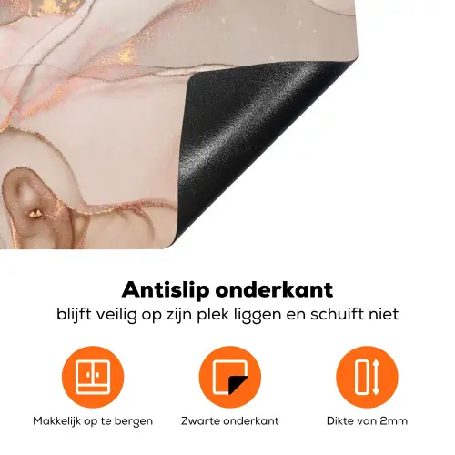 Aderen van Goud in Zalmkleurig Marmer Inductie beschermer vinyl 3mm klein -zzzzzzz-td-onderkant