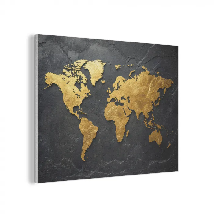 Wereldkaart - Goud - Steen PET vilt klein -3d