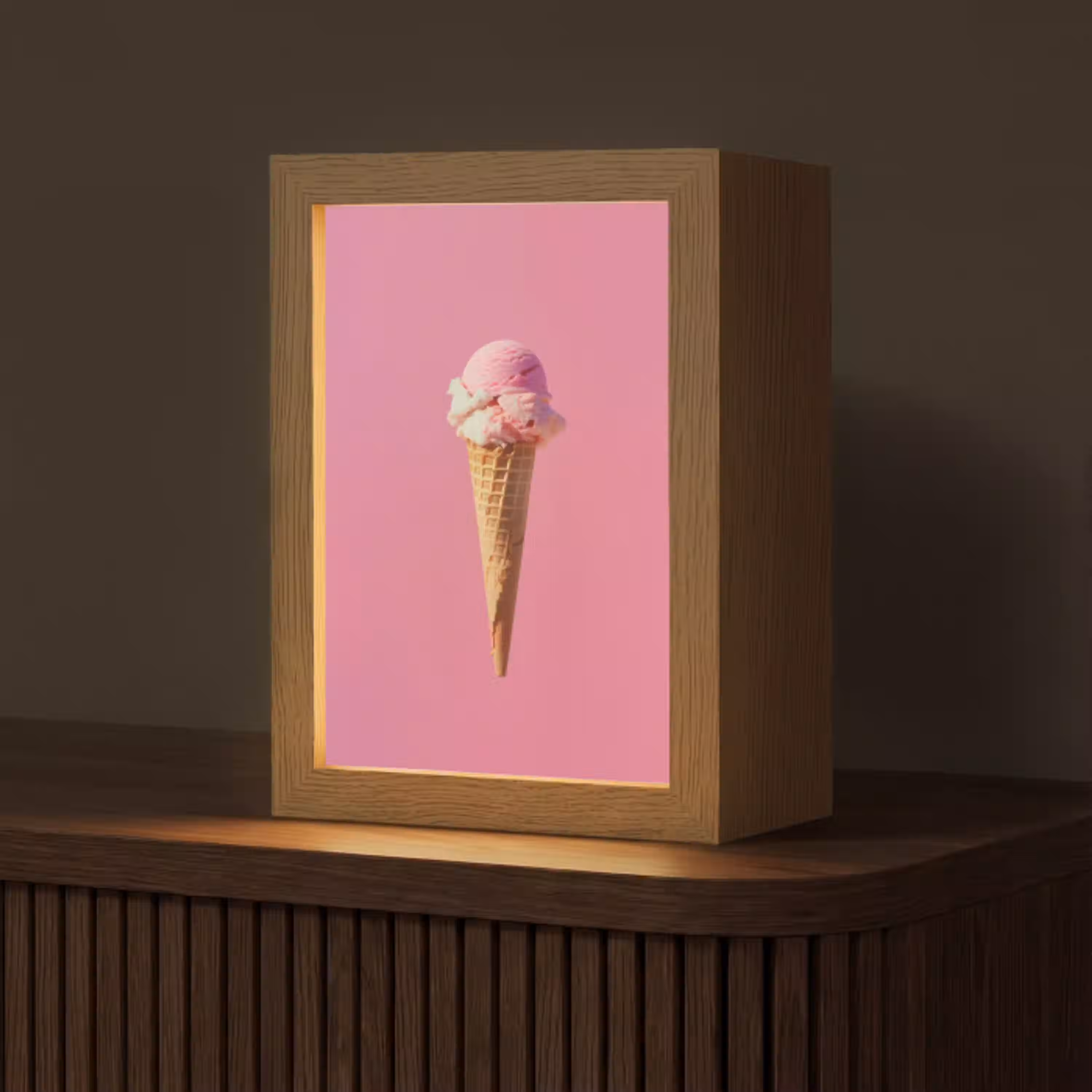 Hoorntje - Schepijs - Roze Light Box met kabel (Tafellamp) klein -z3d_website
