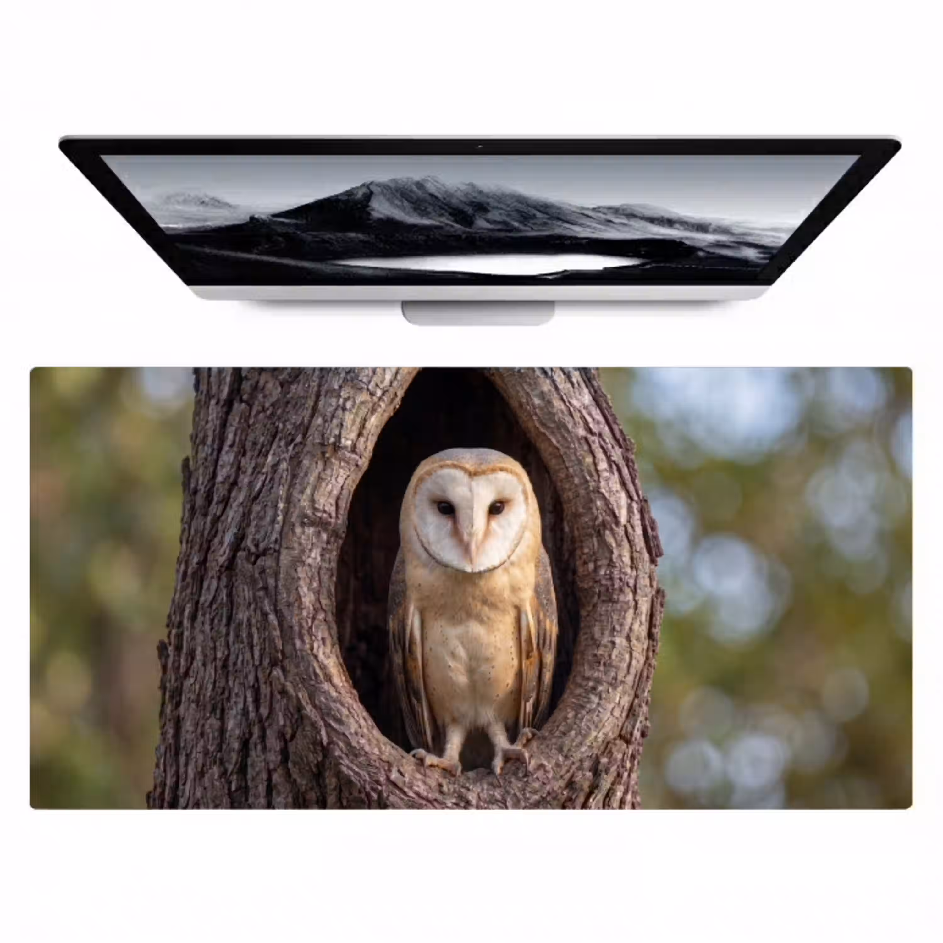 Kerkuil - Boom - Natuur - Bruin Muismat XXL klein -zzz3d