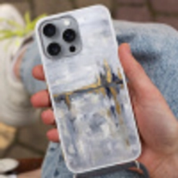 Abstract - Structuur - Goud - Grijs - Modern Hoesje iPhone 16 Pro Max met koord klein -sfeer3