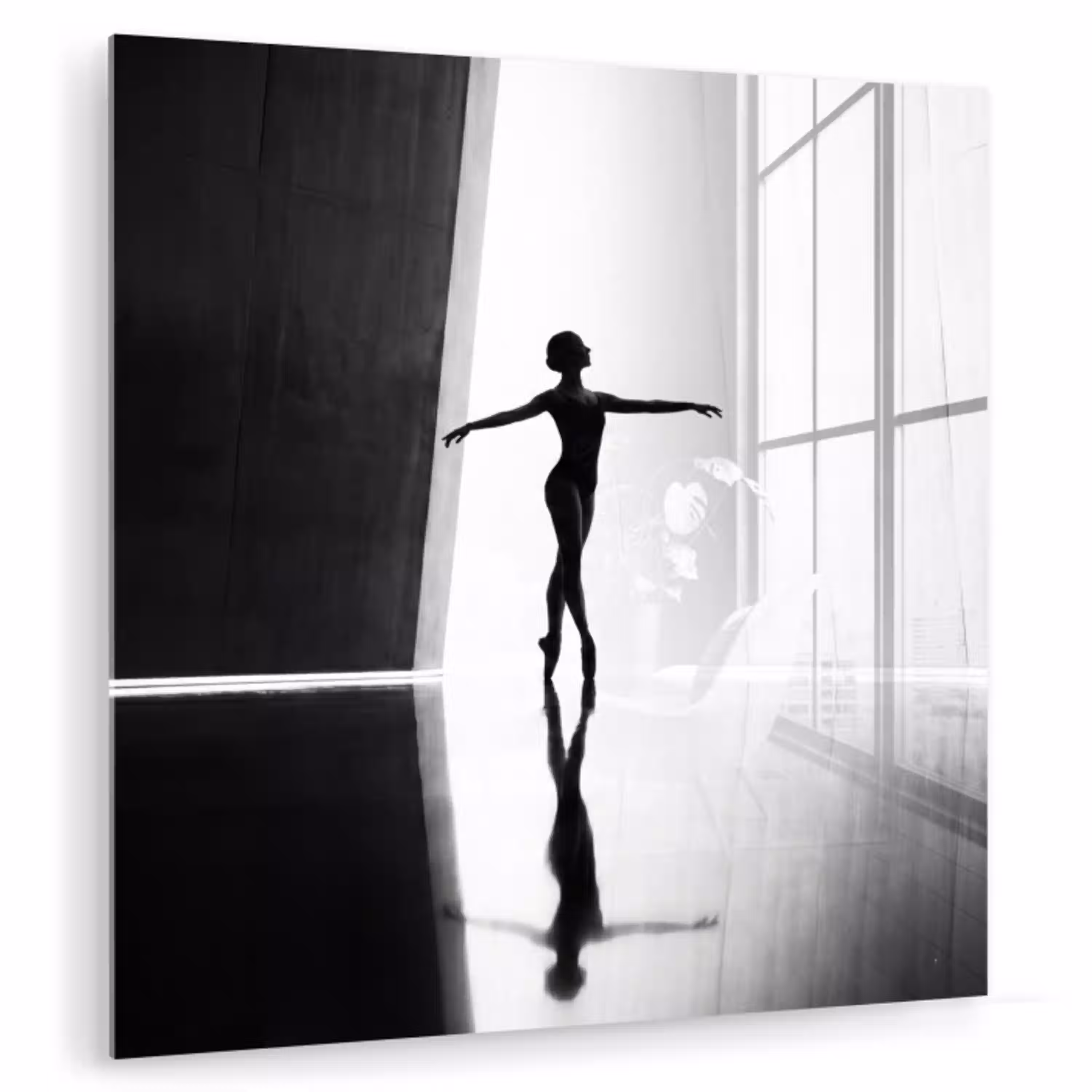 Danser - Silhouette - Kunst - Modern - Zwart-wit plexiglas 5mm klein -zzzproduct_nieuw