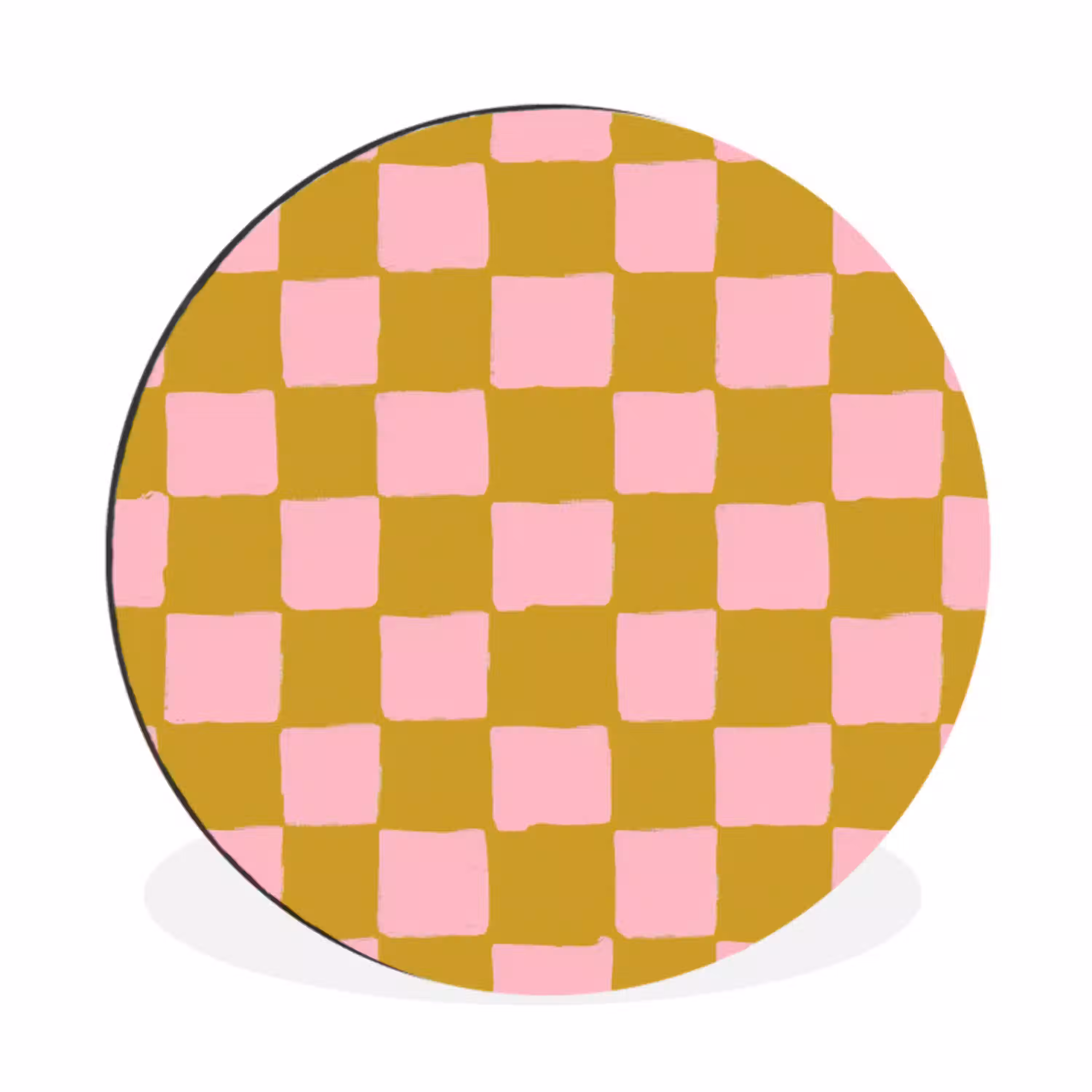 Patroon - Vierkant - Roze Wandcirkel aluminium klein 190 -3d