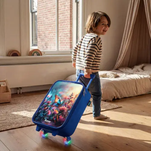 Vlinder flowers Kinderkoffer - Blauw klein -sfeer1