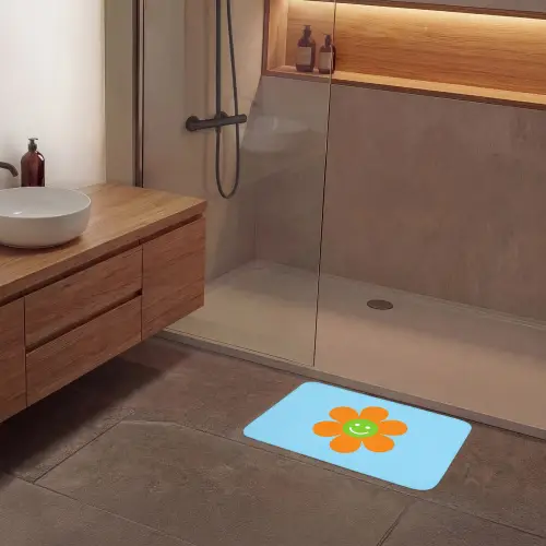 Bloem - Smiley - Kleurrijk Badmat klein -sfeer2
