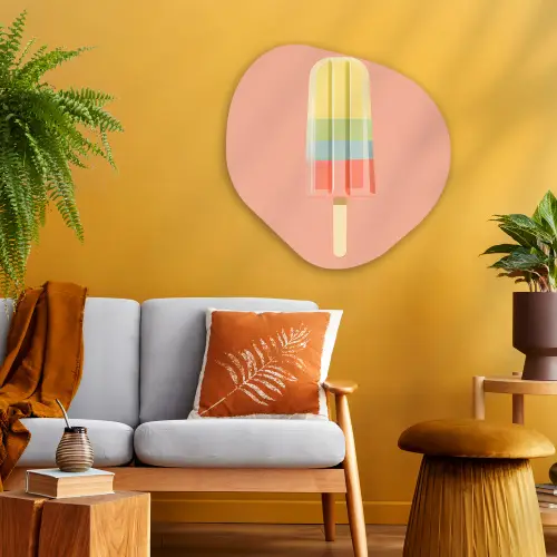 Waterijsje - Pasteltinten - Minimalistisch Wandcirkel Organisch Plexiglas middel -sfeer4