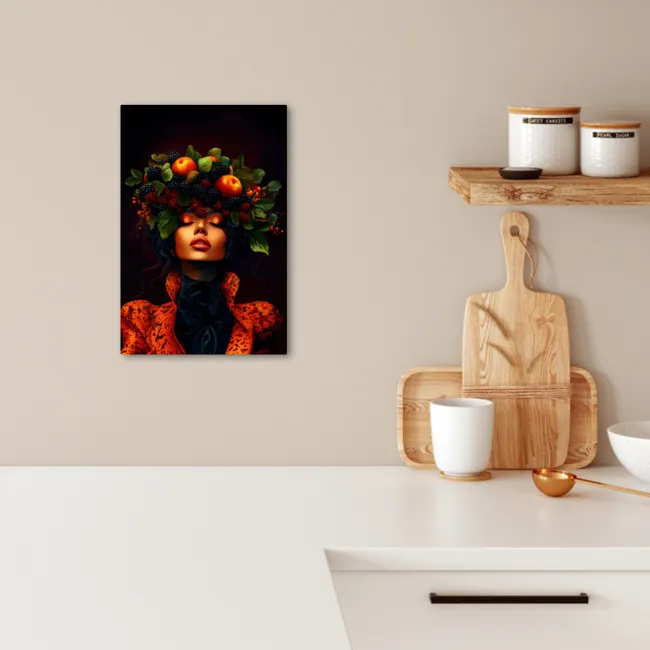 Vrouw - Zwart - Bessen - Bramen - Appels KitchenYeah - Keuken - Canvas klein -sfeer1