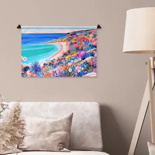 Bloemenweide - Zee - Zomers Wandkleed katoen klein -sfeer4