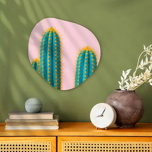 Cactussen - Modern - Pastel Wandcirkel Organisch Forex 3mm klein -sfeer2