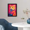 Kat - Kimono - Bloemen - Roze fotolijst zwart zonder passe partout klein -sfeer4