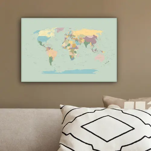 Wereldkaart - Realistisch - Kaart canvas 2cm klein -sfeer3