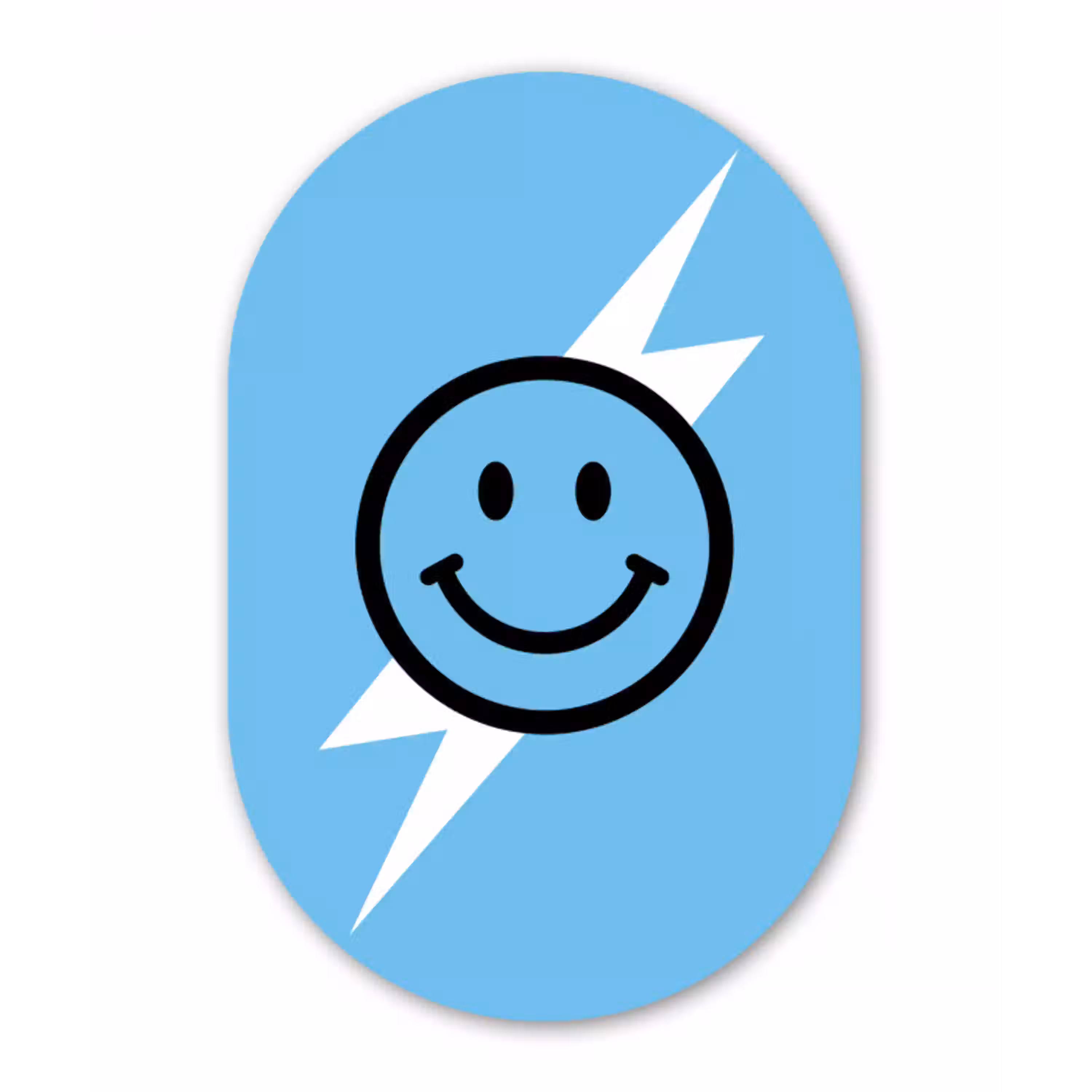 Smiley - Blauw - Bliksem Wandcirkel Ovaal Forex klein -3d