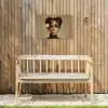 Vrouw - Beige - Bloem - Modern - Portret Tuinposter op houten frame 2 cm dik klein -sfeer4