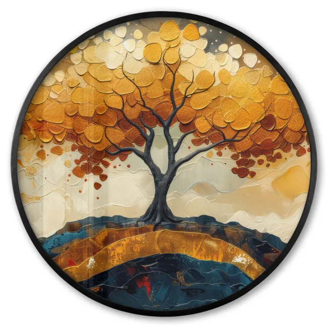 Photo Frame Round - Tree - Nature - Gold - Modern