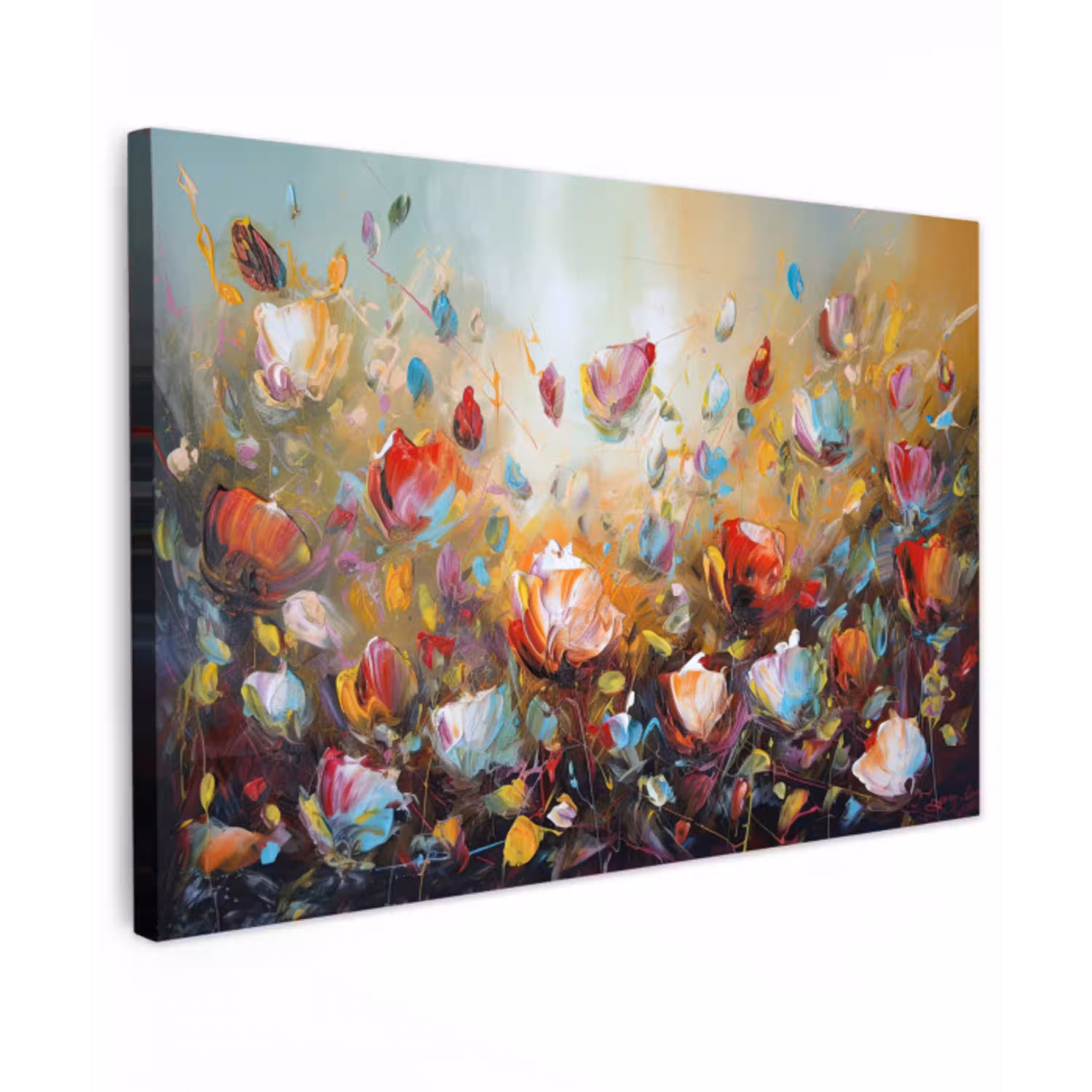 Bloemen - Kunst - Natuur - Olieverf canvas 2cm klein -z3d