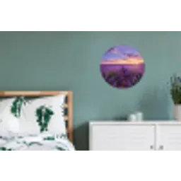 Lavendel - Veld - Natuur - Paars Wandcirkel aluminium klein -slaapkamer