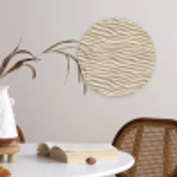 Zand - Golven - Beige Wandcirkel kunststof plaat 5mm dik klein 188 -sfeer4