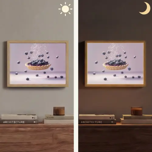 Eten - Taart - Bessen - Blauw Light Box met batterij (Wandlamp) middel -sfeer3