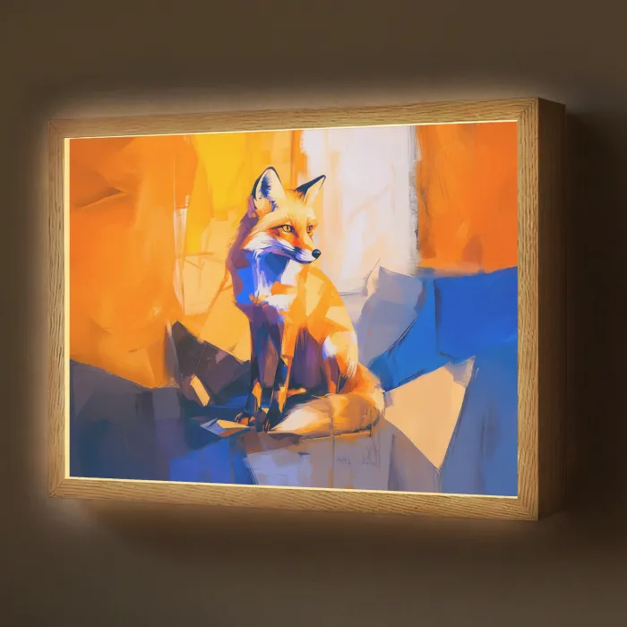 Vos - Oranje - Vormen - Abstract Light Box met batterij (Wandlamp) middel -z3d_website