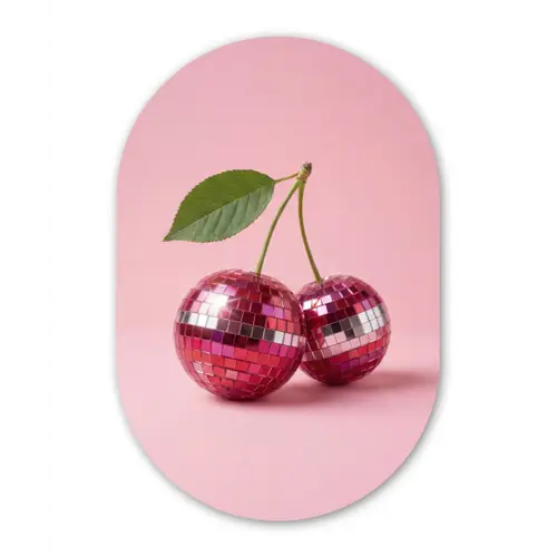 Disco - Kersen - Roze Wandcirkel Ovaal Forex klein -3d