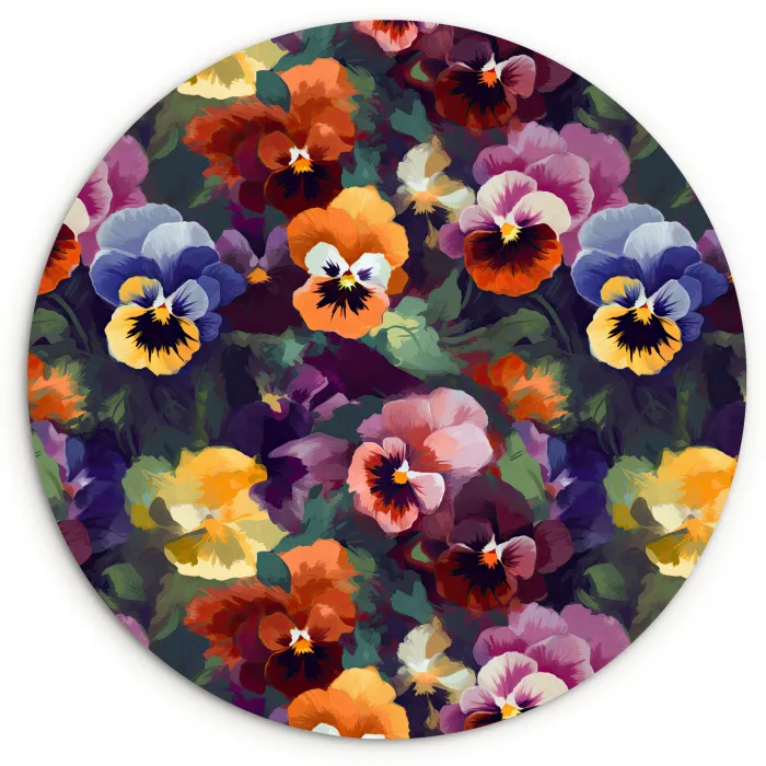 Viooltjes - Kleuren - Bloemblaadjes Wandcirkel plexiglas klein 852 -3d