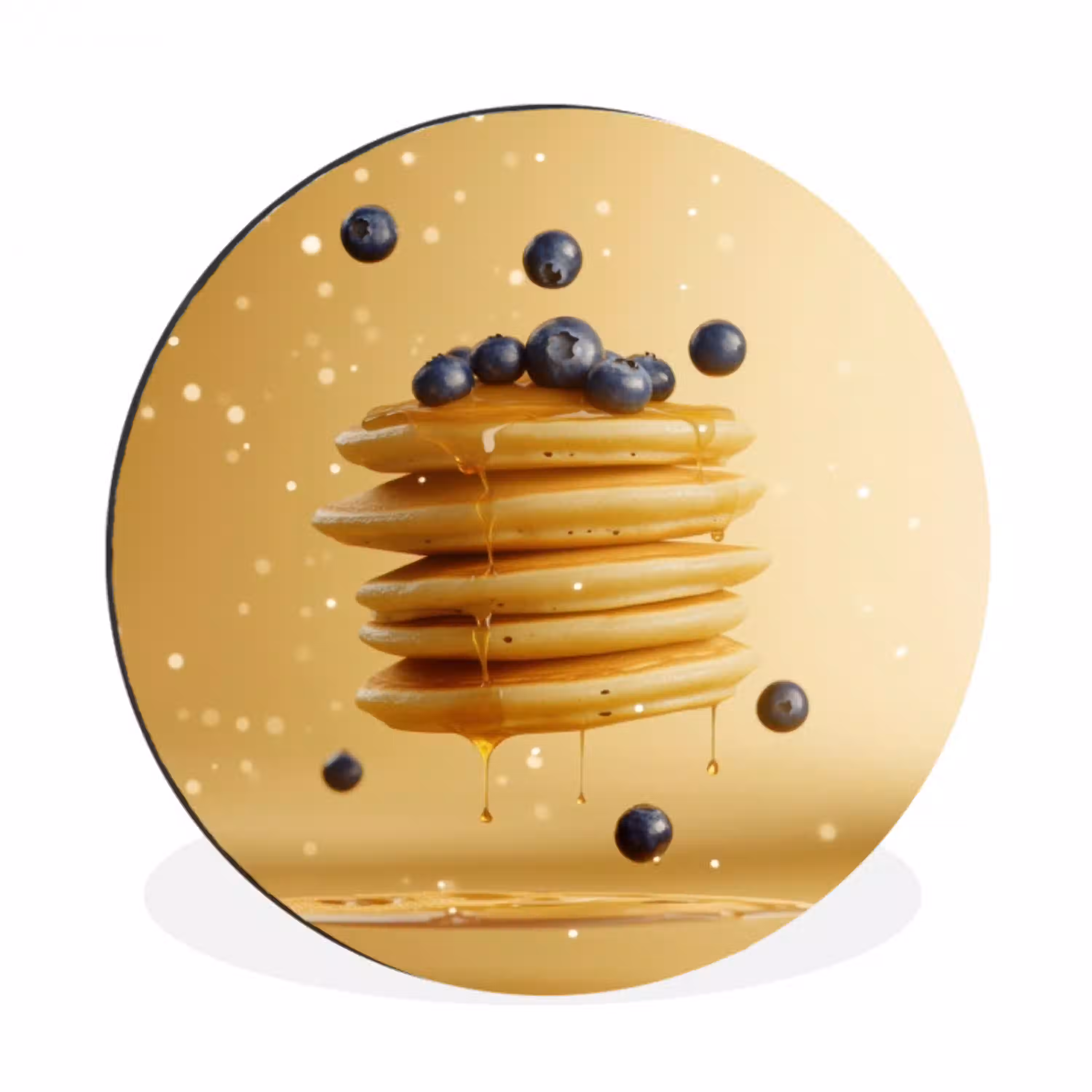 Pannenkoeken - Eten - Honing - Geel Wandcirkel aluminium klein -3d