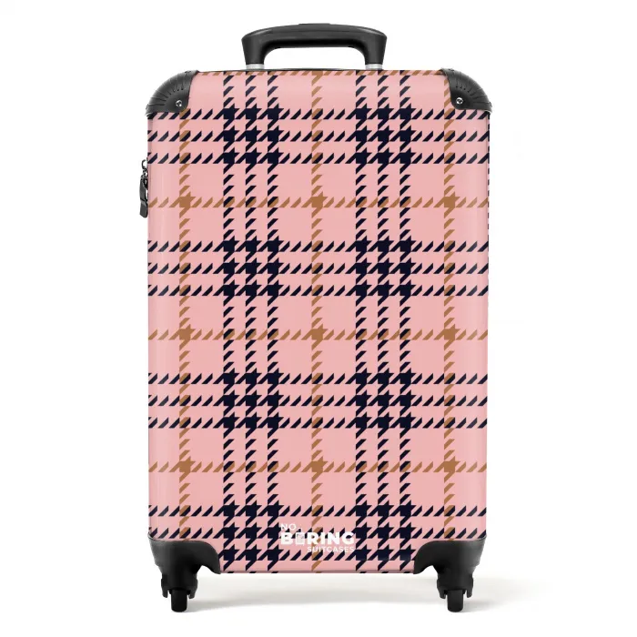 Roze geruite ruitstructuur symmetrisch NBS - Handbagage koffer - Kinderen Unisex middel -productfoto_recht