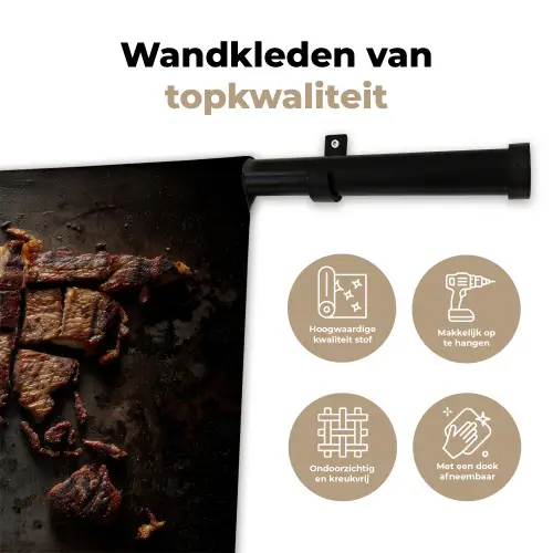 Wereldkaart - Gegrild vlees Wandkleed katoen klein -sfeer2