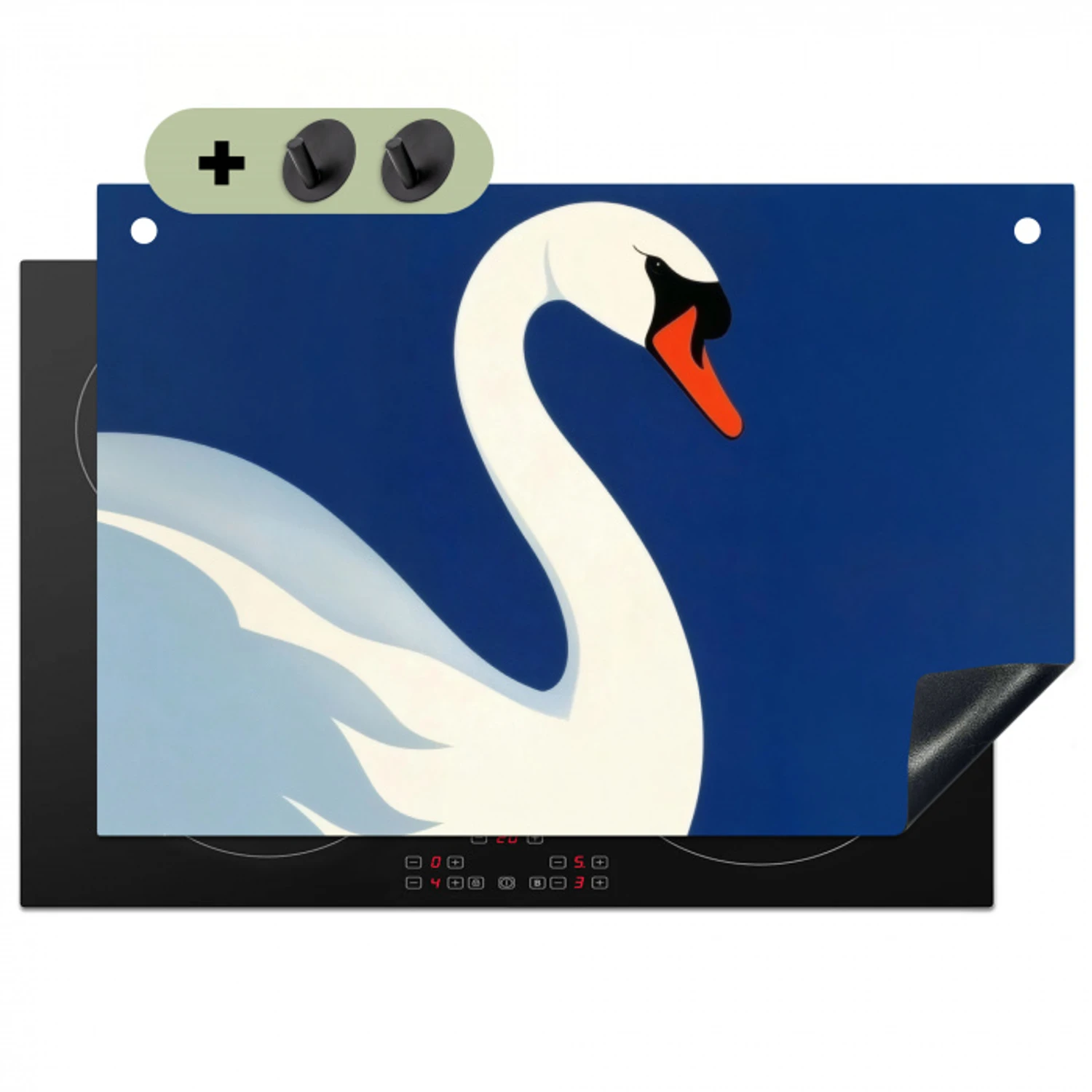 Zwaan - Wit - Snavel - Illustratie Inductie beschemer met haakjes klein -3d
