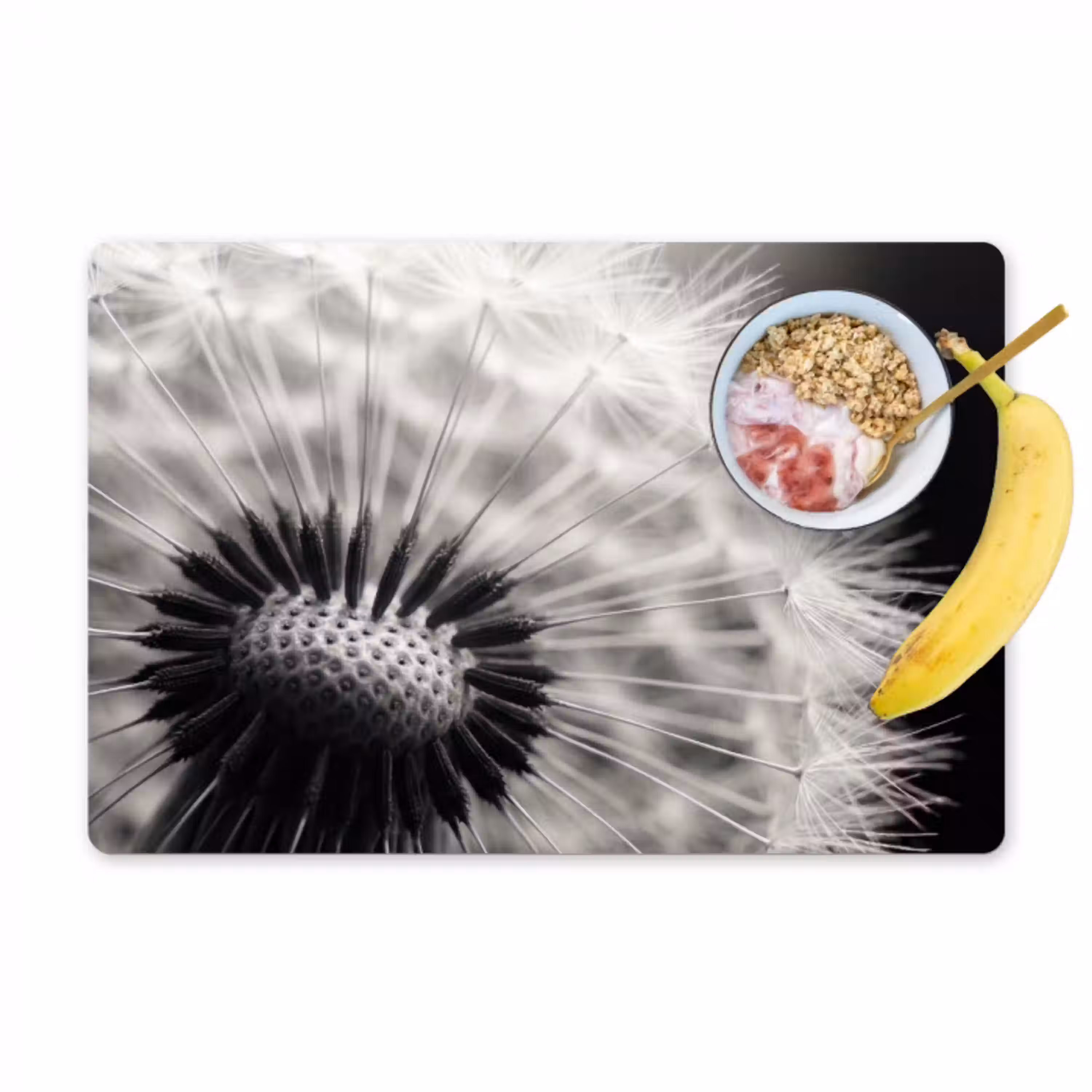 Paardenbloem - Zwart - Wit Placemat vinyl groot -zzzproduct_Kitchenyeah-website