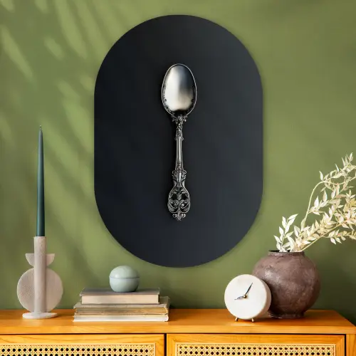 Lepel - Zilver - Metaal Wandcirkel Ovaal Glas middel -sfeer2